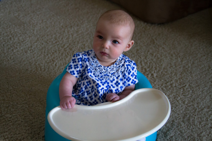 Maisie Sitting in Bumbo Before School