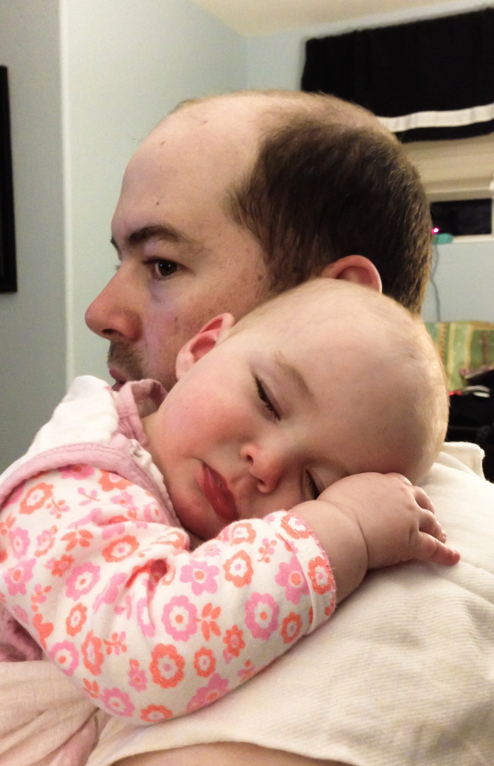 Maisie Sleeps on Daddy